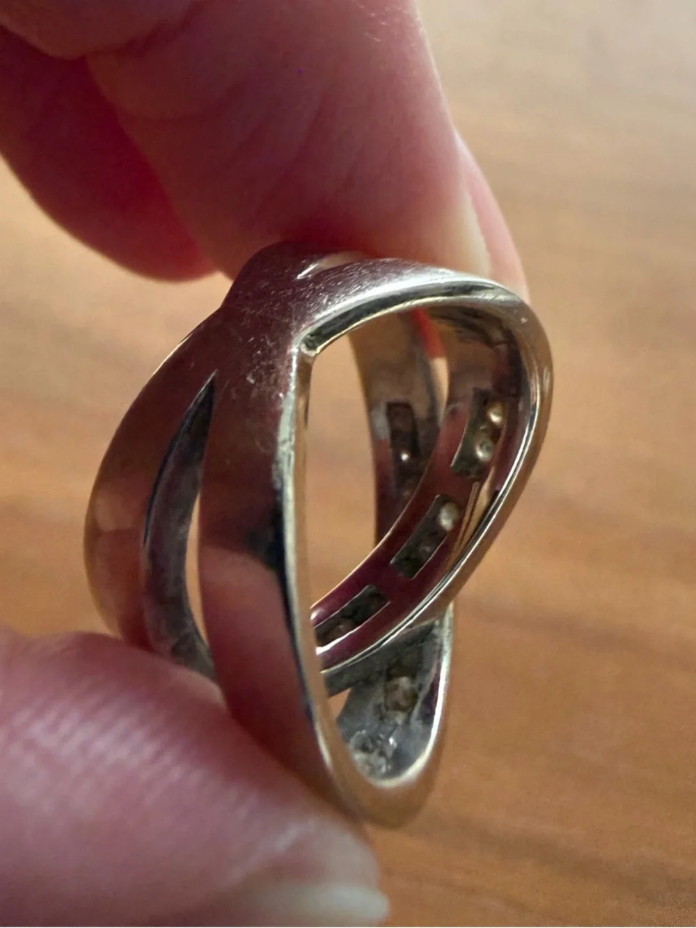 14K White Gold Crisscross Natural Diamond Band Ring. Corona Jewellery Company. - Picture 5 of 6